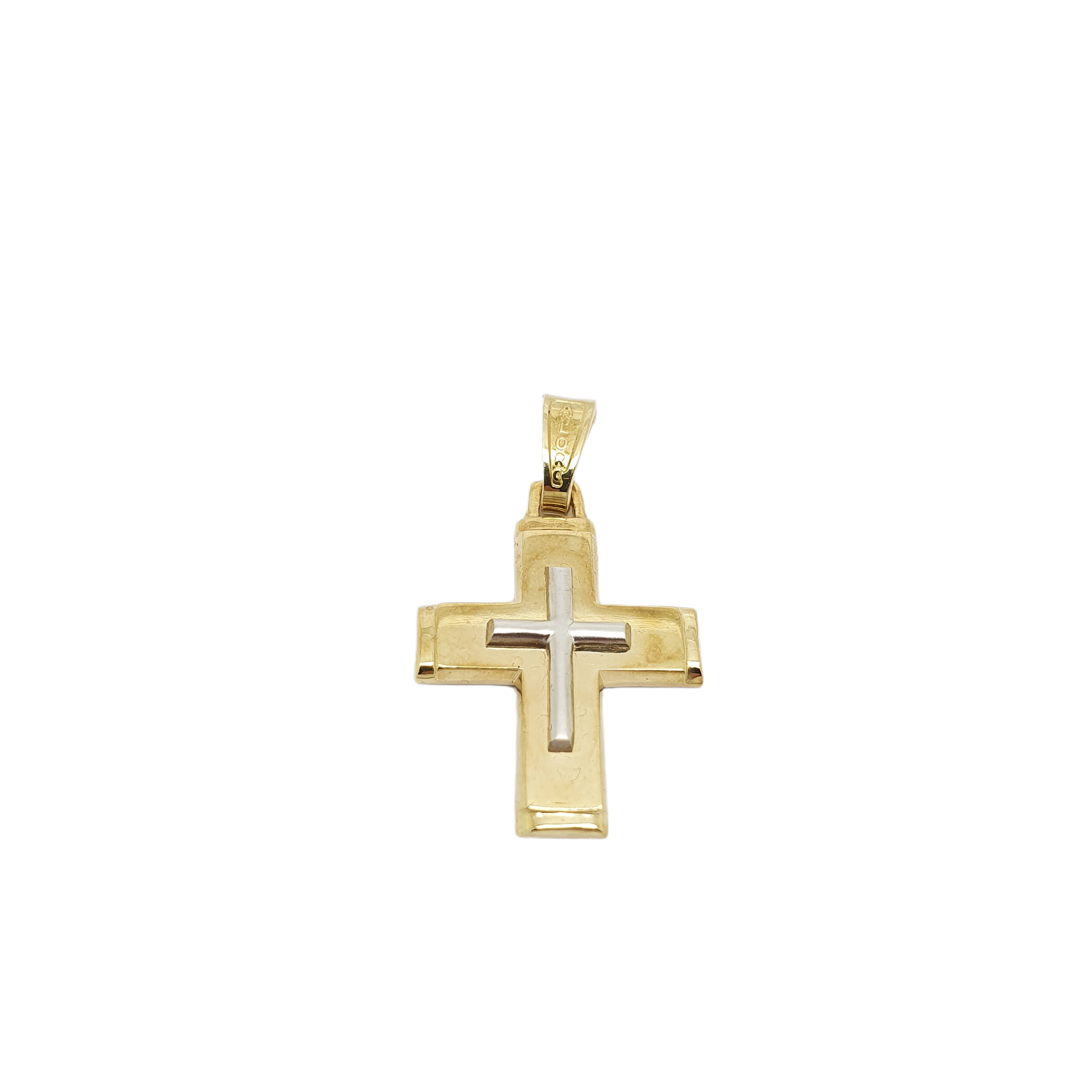 Croce in oro gialloe  oro bianco k14 (code H1892)